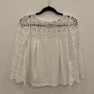 Anthropology - White Flower Design Top